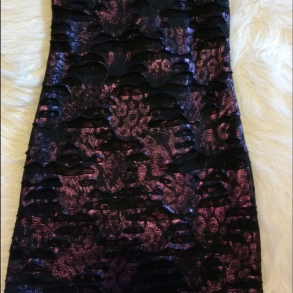 Sexy Metallic Purple Slasher Rhinestone Bodycon Mini Yoyo5 Dress - Picture 5 of 17